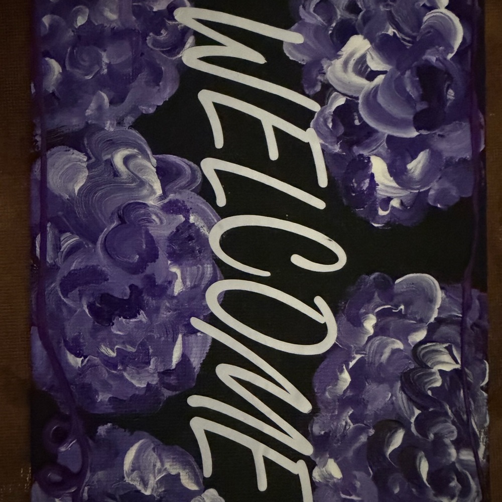 Purple Floral Welcome Sign